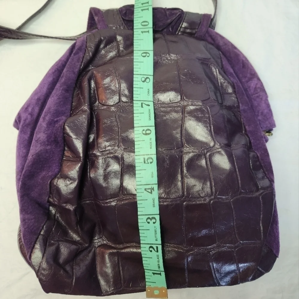 80s Croc Suede Leather Bucket Purse - Picture 13 of 14